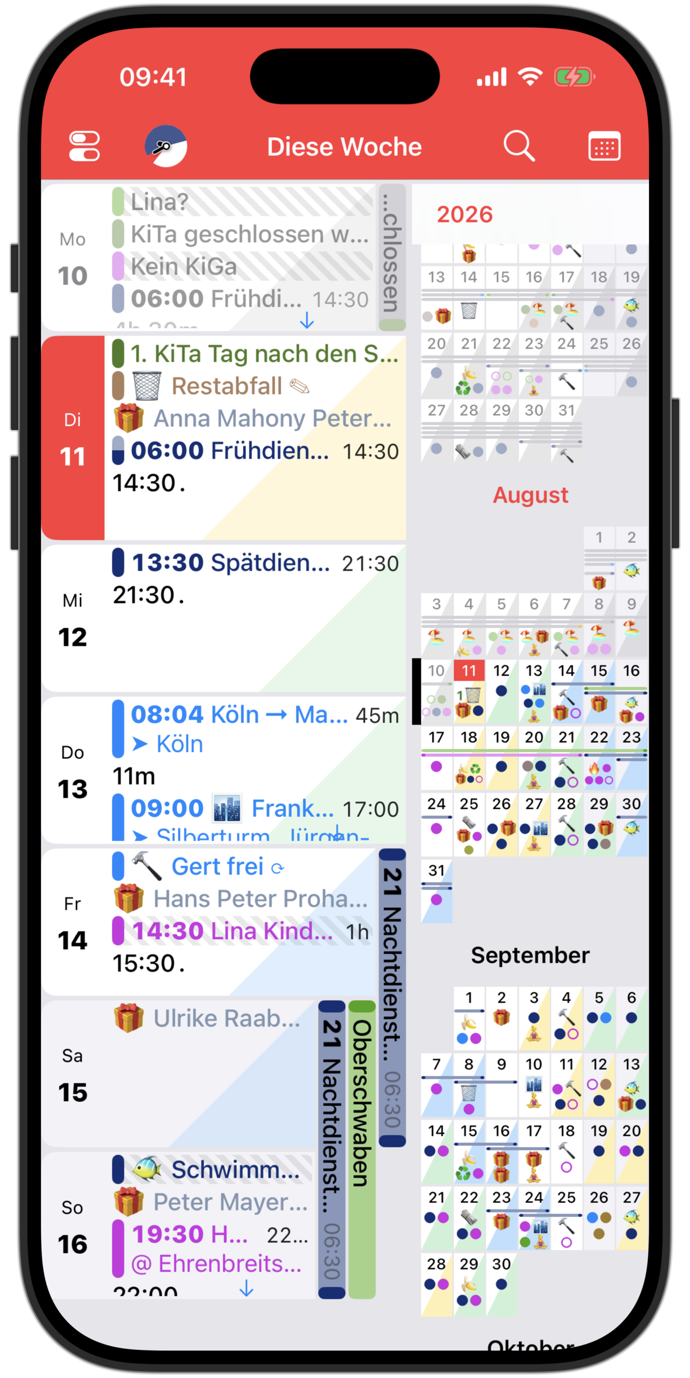 2-spaltige Wochenansicht